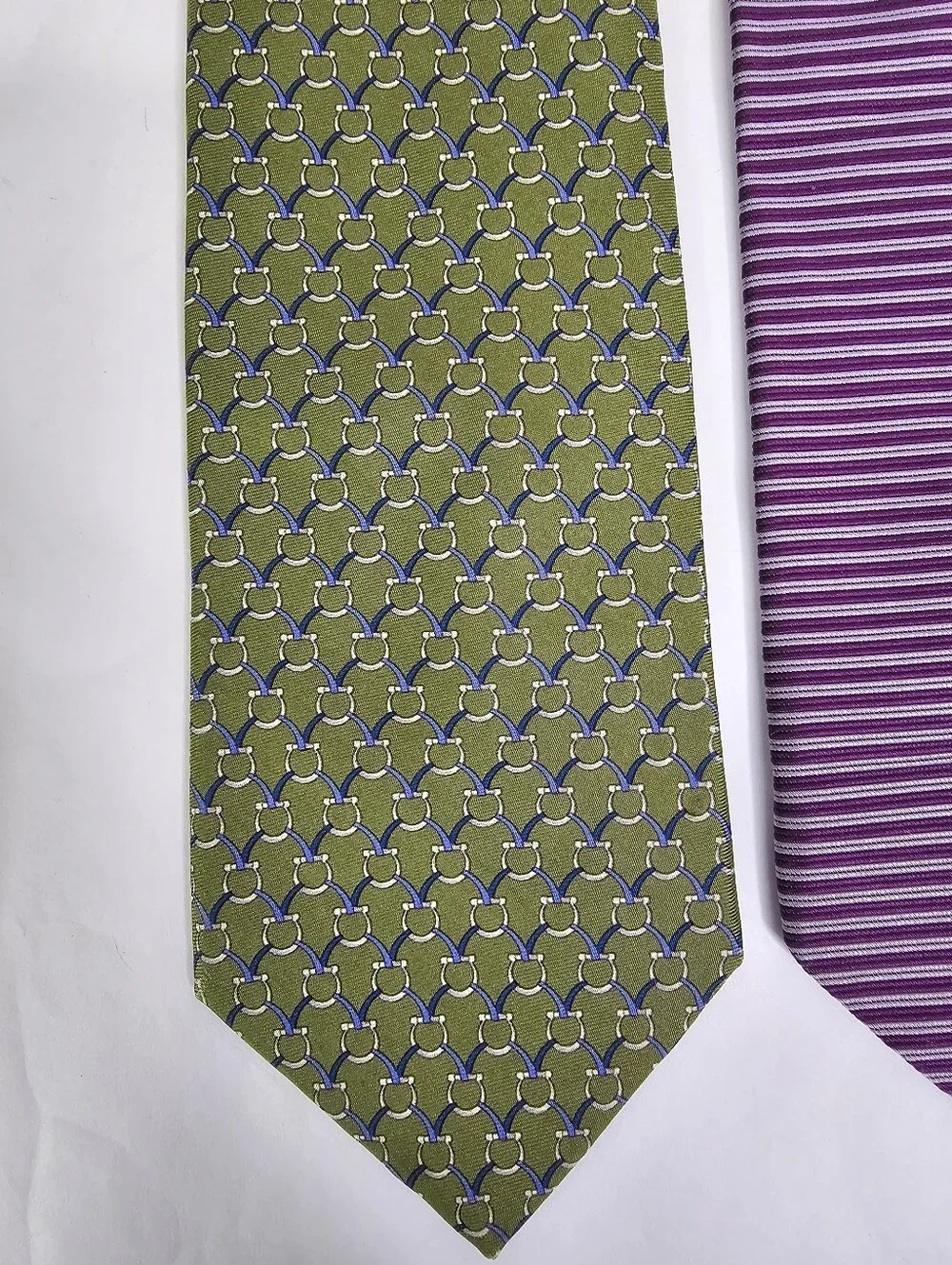 3 Brooks Brothers 100% Silk Tie Green Geometric Purple Stripe Blue Medallion